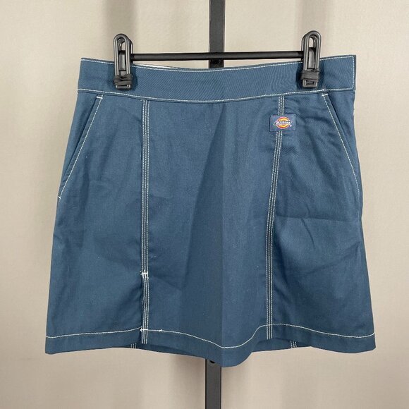 NEW Dickies Skirt Womens 27 blue khaki short classic casual preppy work - Picture 1 of 9